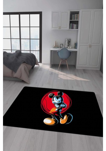 Kaymaz taban makinada yıkanabilir dijital baskı mickey mouse desenli genç odası halısı dot taban halı gnc63