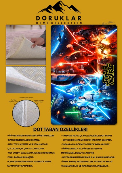 Kaymaz taban makinada yıkanabilir dijital baskı star wars desenli genç odası halısı dot taban halı gnc72 fiyatları
