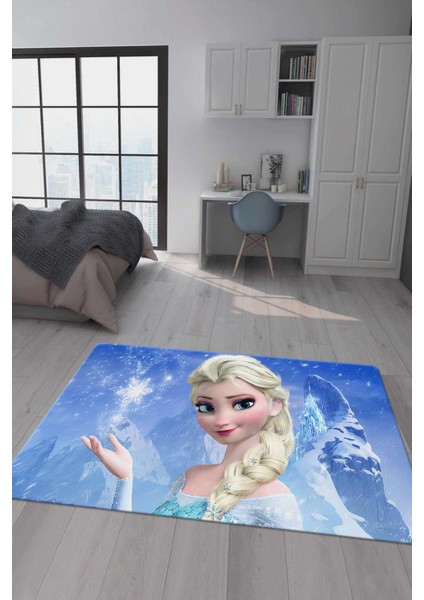 Kaymaz taban makinada yıkanabilir dijital baskı elsa frozen desenli genç odası halısı dot taban halı gnc65