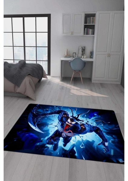 Kaymaz taban makinada yıkanabilir dijital baskı venom desenli genç odası halısı dot taban halı gnc73