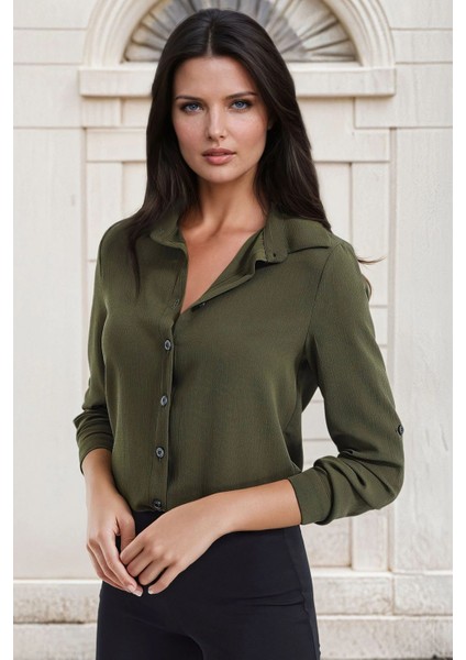 Haki Uzun Kollu, Klasik Kesim Gömlek