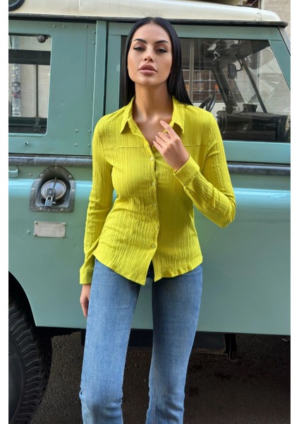 Yağ Yeşili Uzun Kol, Çizgili Desen, Maya Gömlek fırsatları