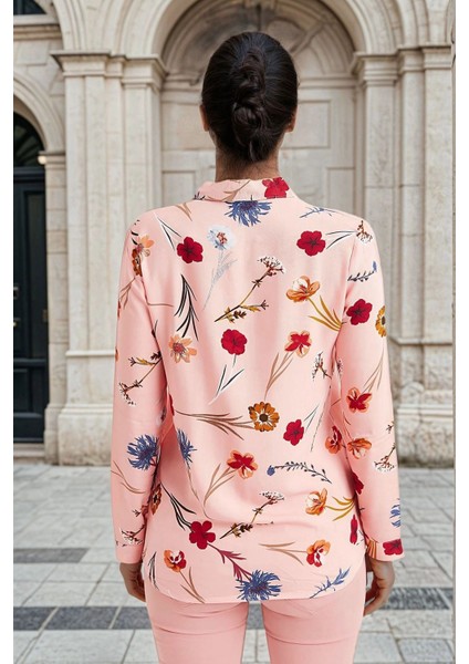 Pudra Çiçek Desenli, Klasik Kesim, Uzun Kollu Gömlek fiyatları