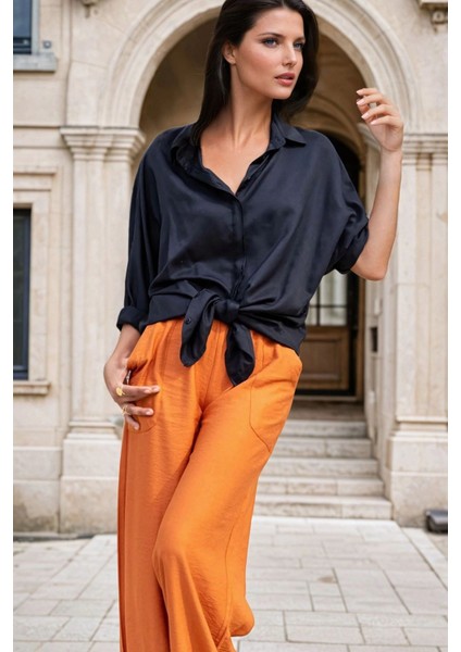 Siyah Salaş Kesim, Arkası Pilise Detaylı, Uzun Gömlek