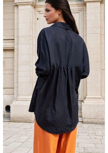 Siyah Salaş Kesim, Arkası Pilise Detaylı, Uzun Gömlek fiyatları