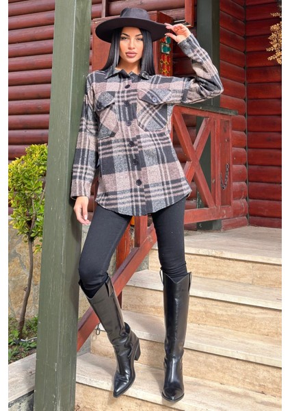 Kahve Ekose Desenli, Yumuşak Dokulu, Relax Fit, Oduncu Gömlek fırsatları