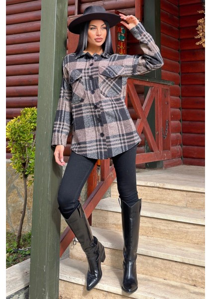 Kahve Ekose Desenli, Yumuşak Dokulu, Relax Fit, Oduncu Gömlek indirimleri