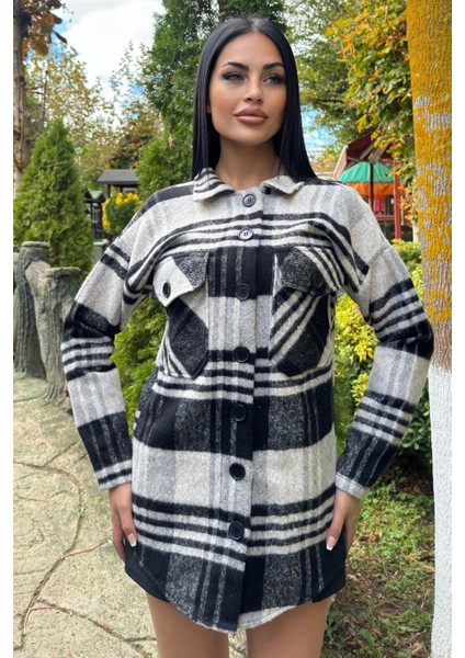 Siyah Gri Ekose Desenli, Yumuşak Dokulu, Relax Fit, Oduncu Gömlek modelleri