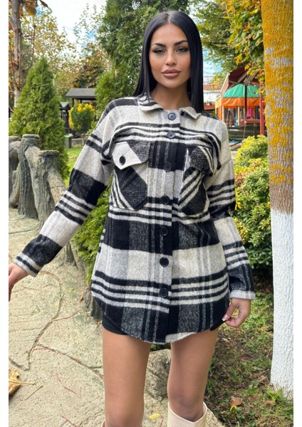 Siyah Gri Ekose Desenli, Yumuşak Dokulu, Relax Fit, Oduncu Gömlek fırsatları