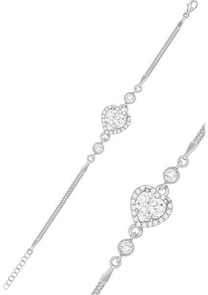 Gümüş Bileklik Küp Zincirli Zirkon Taşlı Pırlanta Model Bileklik ST081