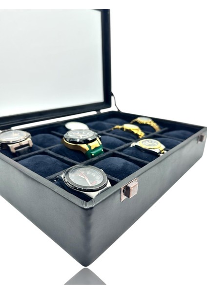 Diji 15'li Saat Kutusu Saat Çantası Siyah Içi Siyah Babalar Günü Yıl Dönemi Hediyelik modelleri