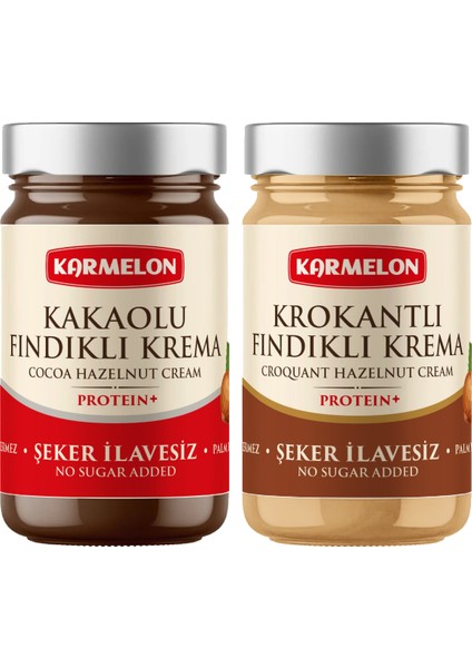 Şeker Ilavesiz Proteinli Kakaolu ve Fındıklı Krema 330 G x 2 Adet