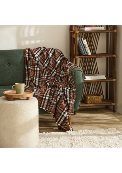 Flanel Throw Tv Battaniyesi Açık Kahverengi