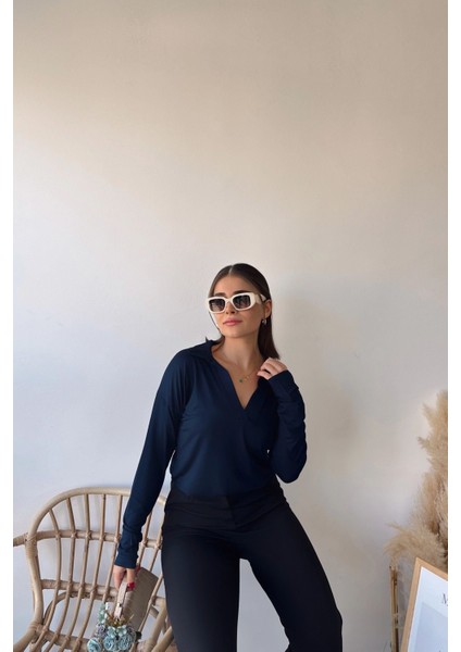 Kadın Laci Polo Yaka Basic Bluz, Uzun Kol, Regular Kesim, Günlük ve Spor Kaliteli Kumaş Sweatshirt modelleri