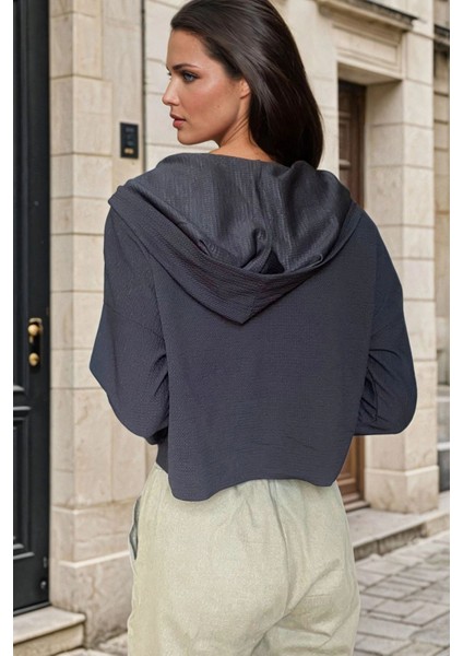 Siyah Yarım Fermuarlı, Kapüşonlu, Casual Bluz fiyatları