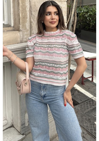 Kadın Ekru Kısa Kol, Terletmez, Salaş Kalıp, Triko Örme Bluz fiyatları