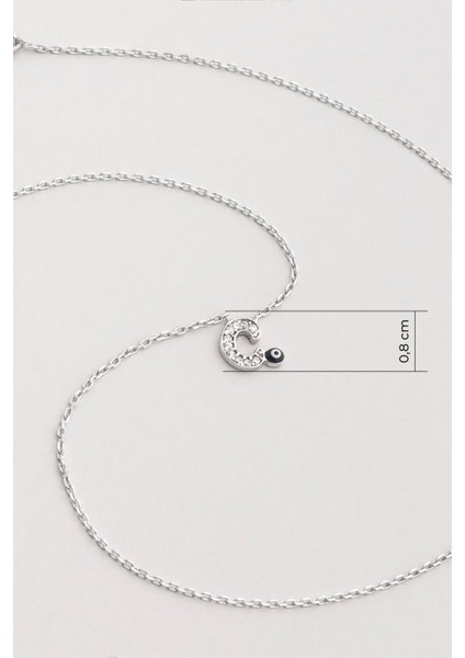 C Harfi 18 Ayar Beyaz Altın Kaplama 45 cm Gümüş Nazar Kolye fiyatları