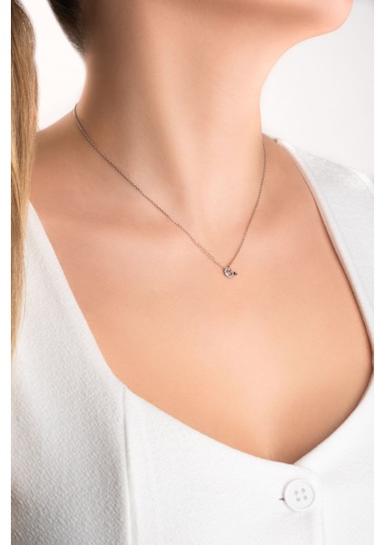 C Harfi 18 Ayar Beyaz Altın Kaplama 45 cm Gümüş Nazar Kolye fırsatları