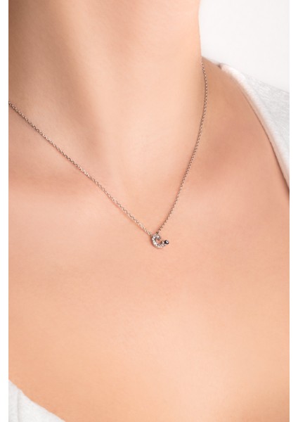 C Harfi 18 Ayar Beyaz Altın Kaplama 45 cm Gümüş Nazar Kolye indirimleri