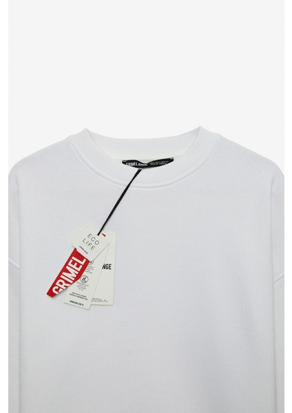 Mımı Kadın Yuvarlak Yaka Regular Beyaz Sweatshirt
