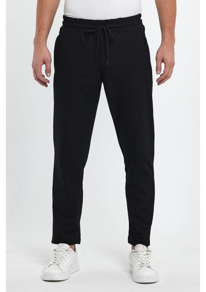 Erkek Şardonlu Polyester Pike Cep Fermuarlı Eşofman Altı