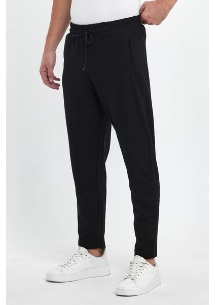 Erkek Şardonlu Polyester Pike Cep Fermuarlı Eşofman Altı