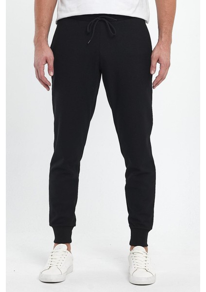Erkek Şardonlu Polyester Pike Paça Ribanalı Eşofman Altı