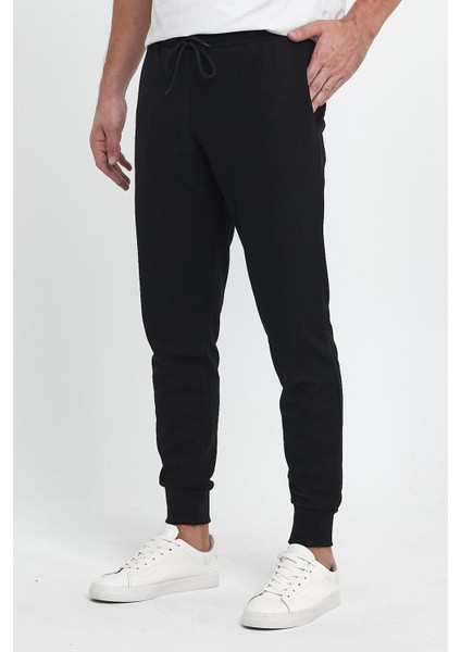 Erkek Şardonlu Polyester Pike Paça Ribanalı Eşofman Altı