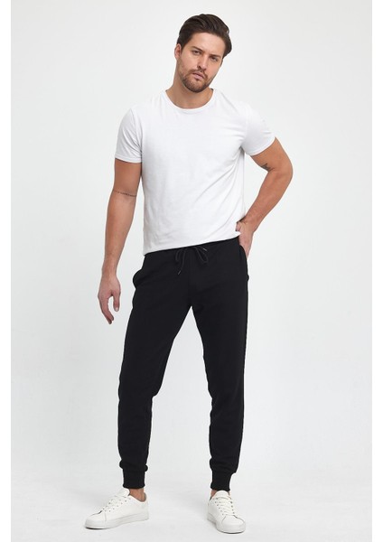 Erkek Şardonlu Polyester Pike Paça Ribanalı Eşofman Altı