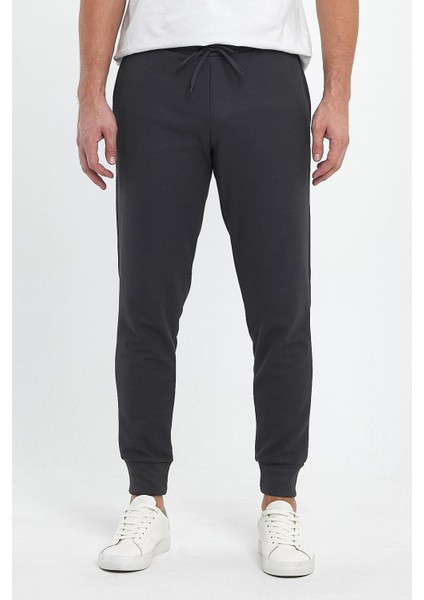 Erkek Şardonlu Polyester Pike Paça Ribanalı Eşofman Altı
