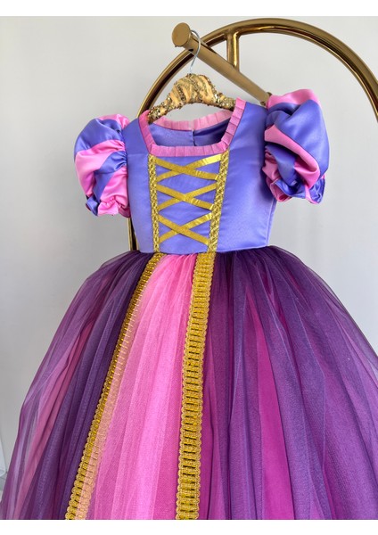 Rapunzel Kız Çoçuk Kostümü - Tarlatanlı Parti Kostümü - Kız Doğum Günü Elbisesi - Çoçuk Abiye fiyatları