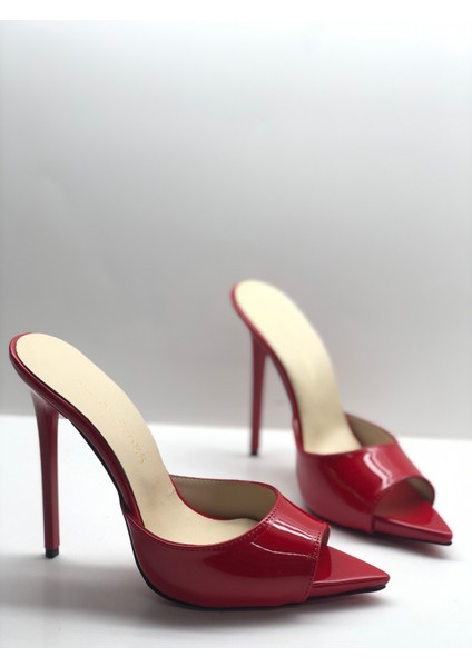 Hayyshoes Kırmızı Rugan Deri Astarlı Gizli Platformlu Topuklu Terlik fırsatları