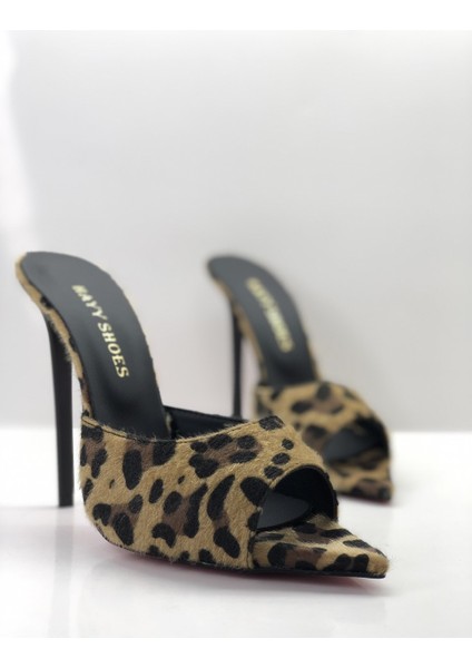 Hayyshoes Leopar Tüylü Deri Astarlı Gizli Platformlu Topuklu Terlik fiyatları