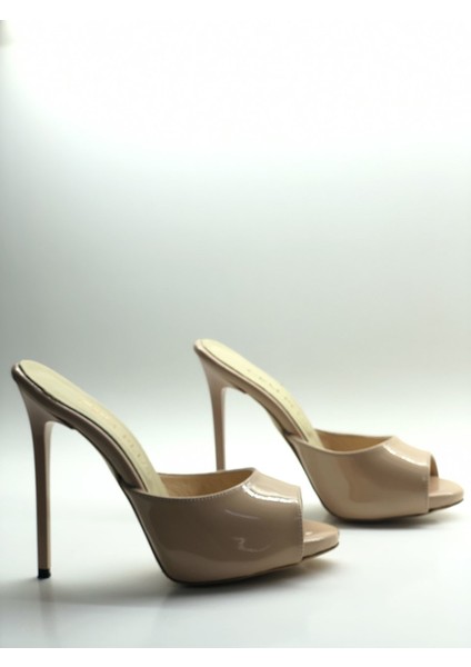 Hayyshoes Nude Rugan Deri Astarlı Yuvarlak Burun Gizli Platformlu Topuklu Terlik fiyatları