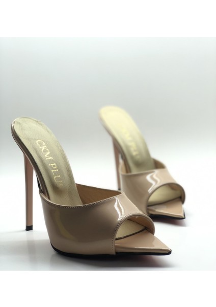 Hayyshoes Nude Rugan Deri Astarlı Gizli Platformlu Topuklu Terlik