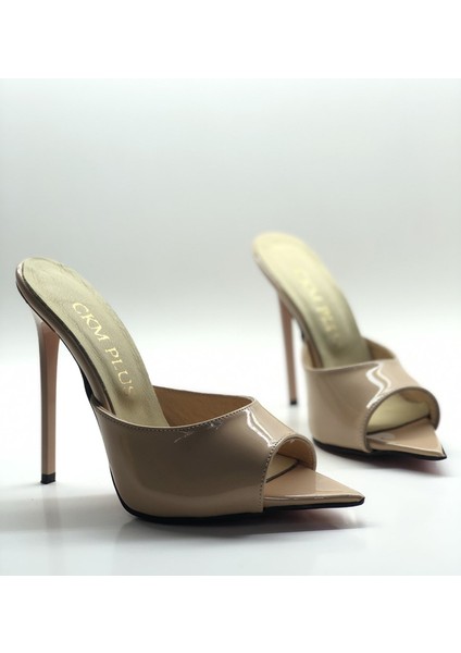 Hayyshoes Nude Rugan Deri Astarlı Gizli Platformlu Topuklu Terlik modelleri