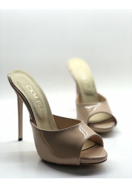 Hayyshoes Nude Rugan Deri Astarlı Yuvarlak Burun Gizli Platformlu Topuklu Terlik modelleri