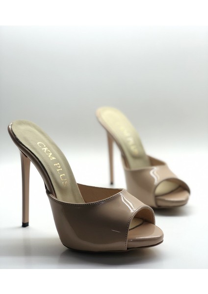 Hayyshoes Nude Rugan Deri Astarlı Yuvarlak Burun Gizli Platformlu Topuklu Terlik fırsatları