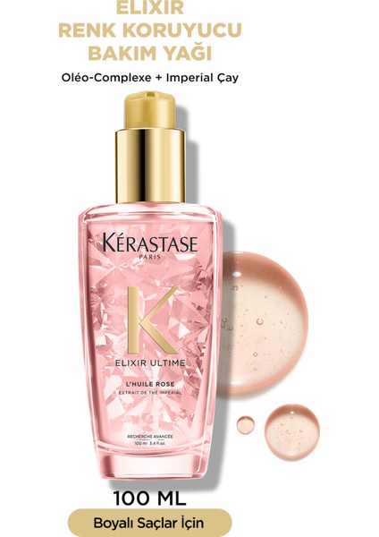 Elixir Ultime L'huile Rose Boyalı Saçlara Özel Saça Parlıklık Veren Ve Renk Koruyan Saç Bakım Yağı 100 ml 100 ml