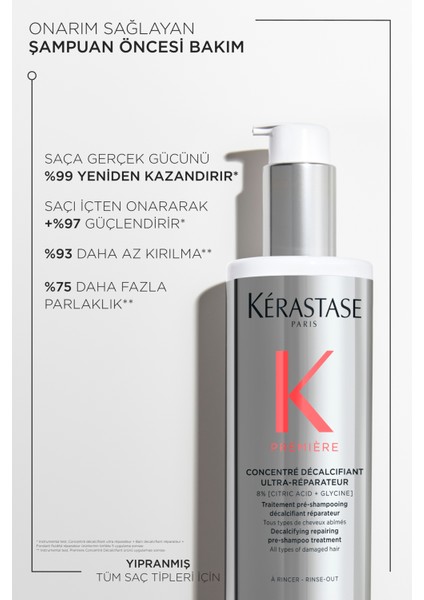 Premiere Concentré Décalcifiant Ultra-Réparateur Onarım Sağlayan Şampuan Öncesi Bakım 250ml 250ml