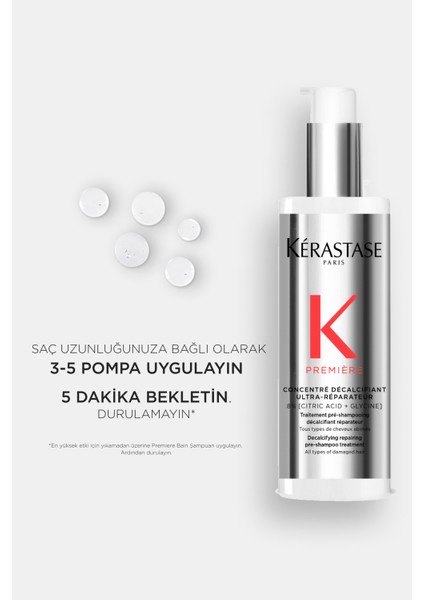 Premiere Concentré Décalcifiant Ultra-Réparateur Onarım Sağlayan Şampuan Öncesi Bakım 250ml 250ml