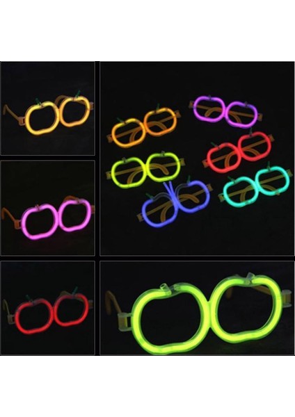 Glow Stick Elma Gözlük - Glow Partisi Gözlüğü - Glow Stick Gözlük 12 Adet (4744)