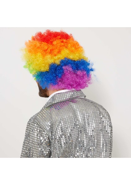 Rengarenk Kıvırcık Afro Bonus Peruk (4744)
