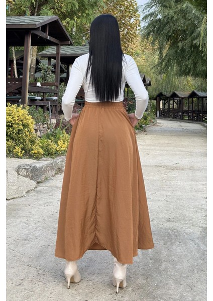 Taba Lastikli Yüksek Bel, A Kesim, Dökümlü ve Salaş, Uzun Kupra Etek fiyatları