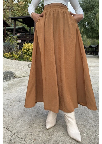 Taba Lastikli Yüksek Bel, A Kesim, Dökümlü ve Salaş, Uzun Kupra Etek indirimleri