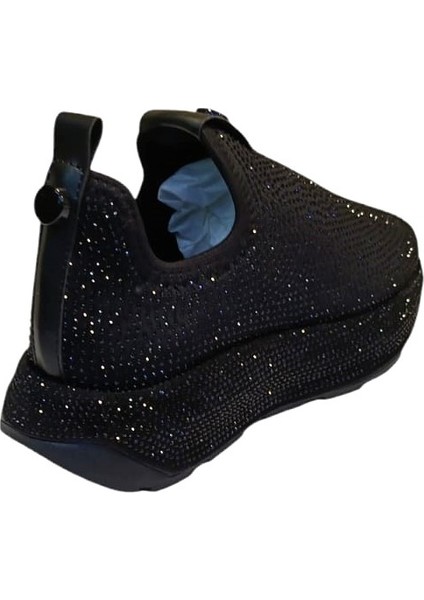 Prens 156 Kadın Taşlı Strech Sneaker Ayakkabı Siyah modelleri