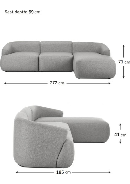 Mode Togg Soft Sağ Köşe Koltuk Takımı 3 Modül 19 Gri Keten Kumaş Işbir Sünger(Dairenize Teslim)