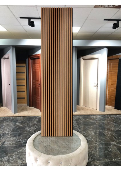 Dekoratif Akustik Ahşap Duvar Paneli (Renk: Bambu)- Isı ve Ses Yalıtımlı Keçe