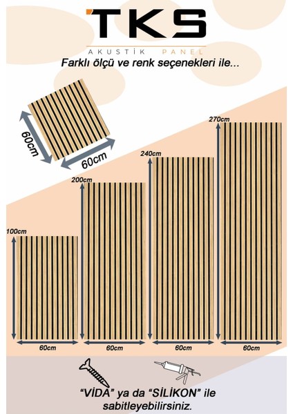 Dekoratif Akustik Ahşap Duvar Paneli (Renk: Bambu)- Isı ve Ses Yalıtımlı Keçe