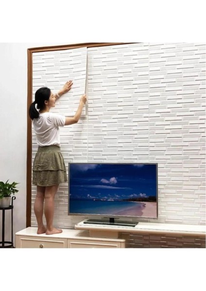 Tek Parça 70X500CM 1 Adet Piramit Opak Model Yapışkanlı Beyaz Ev Ofis Duvar Paneli Kağıdı NW55